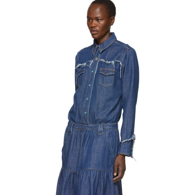 Shop Alanui Blue Denim Dress In No Colour