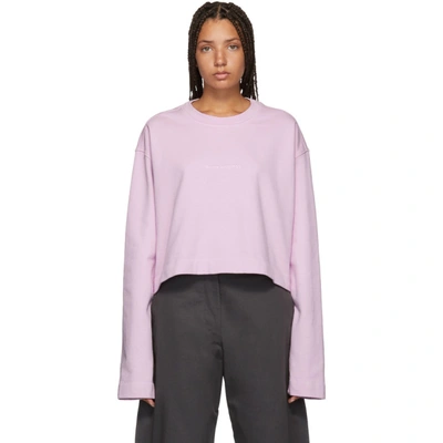 Shop Acne Studios Pink Cropped Odice Sweatshirt In Light Pink