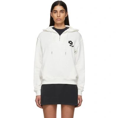 Shop Alexa Chung Alexachung White Half-zip Daisy Hoodie In 001 White