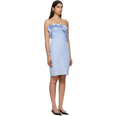 Shop Alexa Chung Alexachung Blue Ruched Dress In 414 Blue