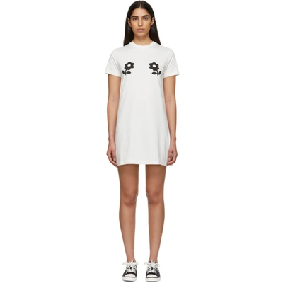 Shop Alexa Chung Alexachung Off-white Double Daisy T-shirt Dress In 000 Ivory