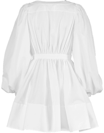 Shop Alexander Mcqueen Gathered Sleeve Grosgrain Ribbon Dress In White