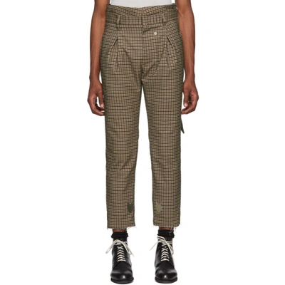 Shop Bed J.w. Ford Brown And Black Plaid High-waisted Trousers In Brnxgry