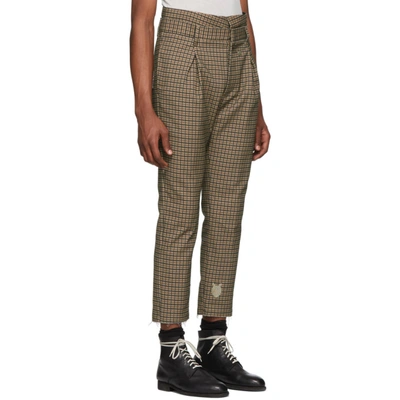 Shop Bed J.w. Ford Brown And Black Plaid High-waisted Trousers In Brnxgry