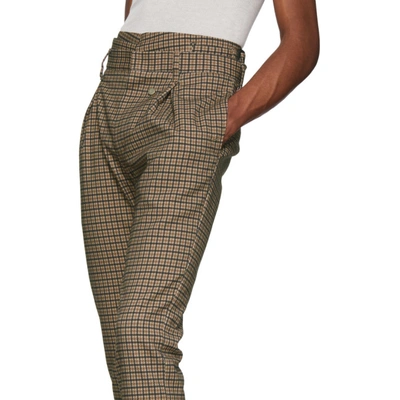 Shop Bed J.w. Ford Brown And Black Plaid High-waisted Trousers In Brnxgry