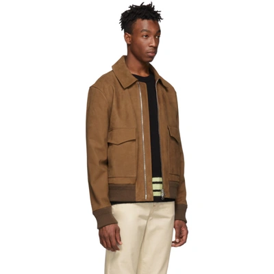 Shop Acne Studios Brown Leather Lazlo Jacket