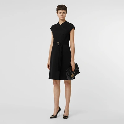 Shop Burberry D-ring Detail Bonded Jersey Dress In Black