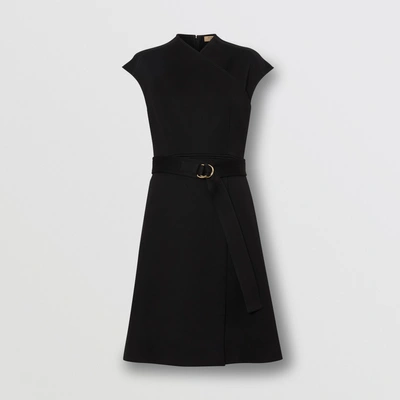 Shop Burberry D-ring Detail Bonded Jersey Dress In Black
