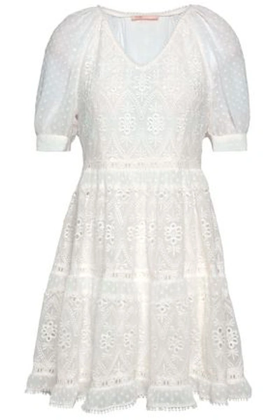 Shop Maje Woman Revery Broderie Anglaise Voile Mini Dress Ivory