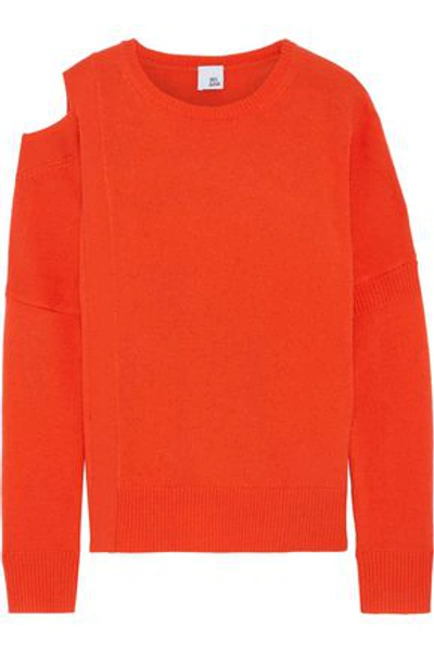 Shop Iris & Ink Woman Gracie Cold-shoulder Wool Sweater Tomato Red