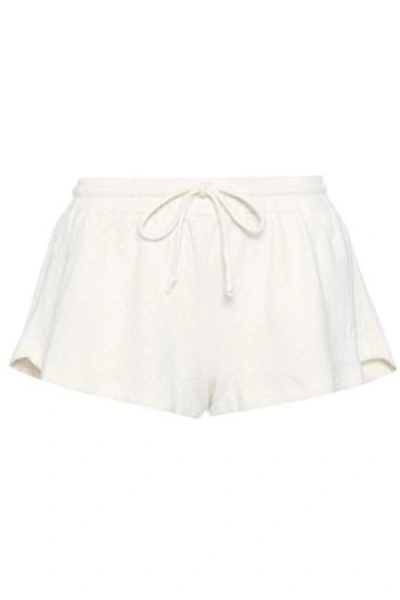 Shop Eberjey Bruna Cotton-blend Matelassé Pajama Shorts In Ivory