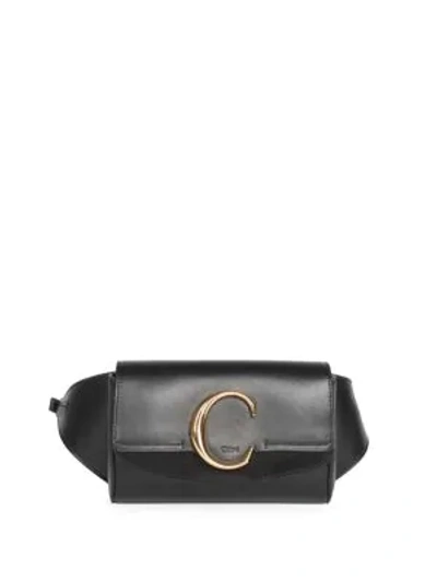 Shop Chloé C Leather & Suede Belt Bag In Black