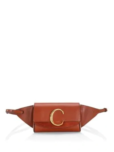 Shop Chloé C Leather & Suede Belt Bag In Chestnut