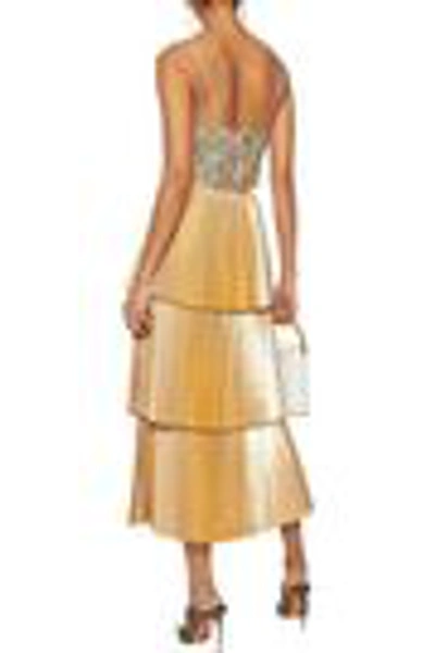 Shop Alice And Olivia Archer Cropped Sequined Tulle Camisole In Gold