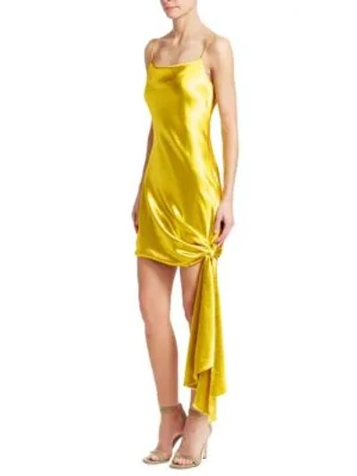 Shop Cinq À Sept Ryder Satin Mini Dress In Lemon Yellow