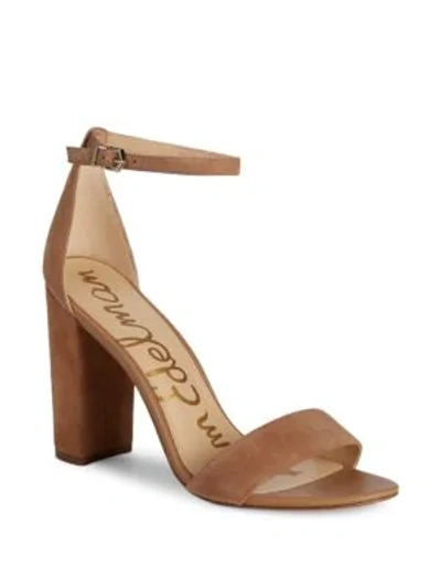 Shop Sam Edelman Yaro Block-heel Suede Sandals In Camel