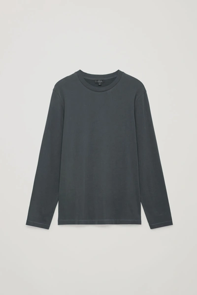 Shop Cos Long-sleeved Brushed-cotton T-shirt In Black