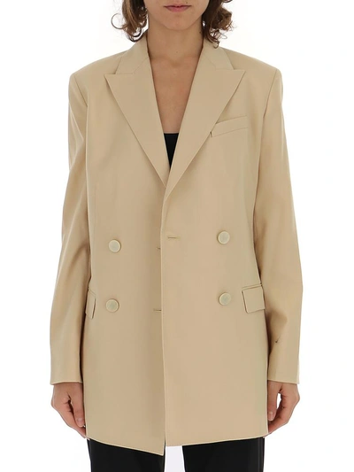 Shop Theory Double Breasted Blazer In Beige