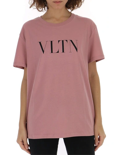 Shop Valentino Vltn Logo Print T In Pink