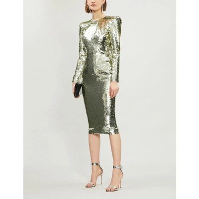 Shop Alex Perry Elisa Sequinned Midi Dress In Gold