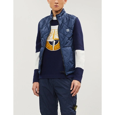 Shop Stone Island Quilted Shell Gilet In Bleu Marine/navy