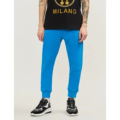 Shop Moschino Logo-print Cotton Jogging Bottoms In Blue