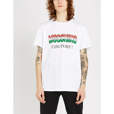 Shop Moschino Couture Cotton-jersey T-shirt In White