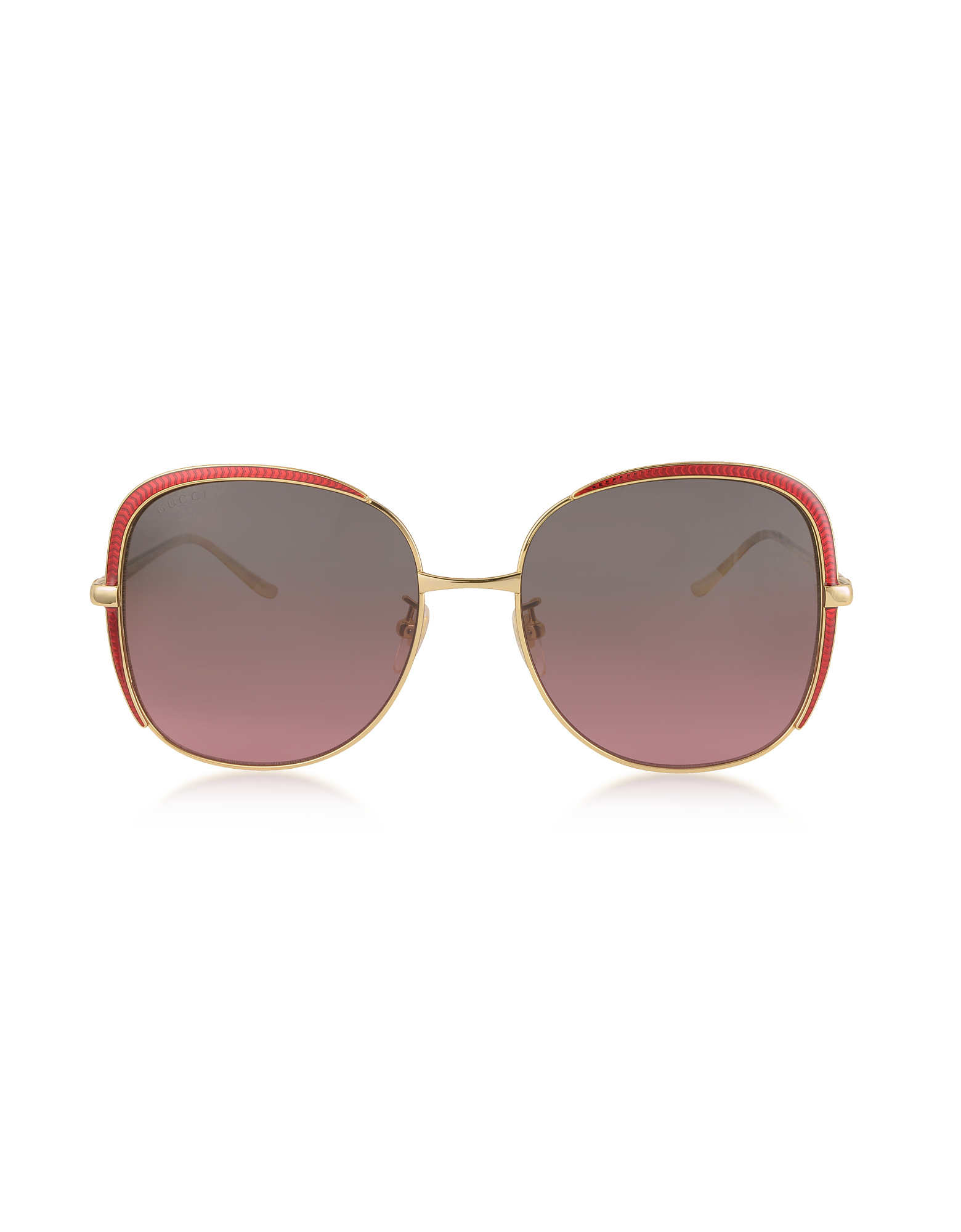 Gucci Gg0400S Shiny Gold GuillochÉ Metal Frame Sunglasses In Red/Green ...