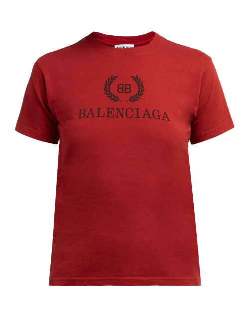 balenciaga red logo t shirt