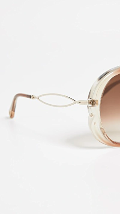 Shop Chloé Petal Round Sunglasses In Brown/beige