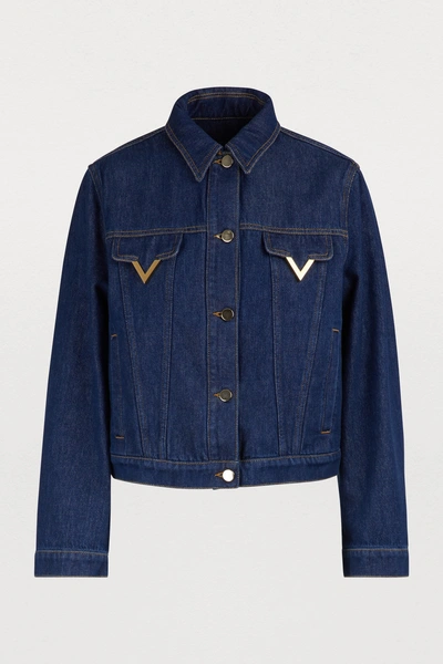 Shop Valentino Denim Jacket In Blue Denim