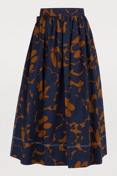 Shop Marni Flared Midi Skirt In Blublack