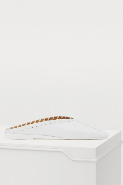 Shop Jil Sander Mules With Topstitched Details In White
