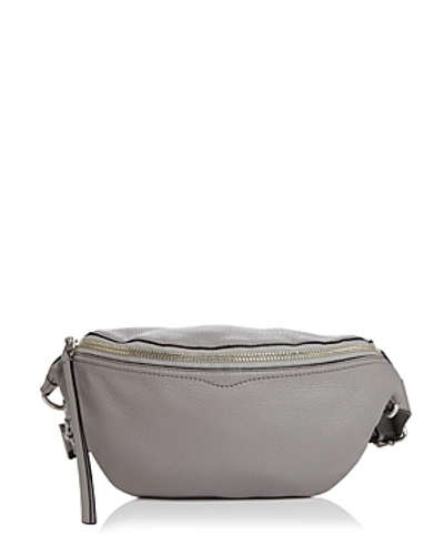 Shop Rebecca Minkoff Bree Leather Belt Bag In Gray/silver