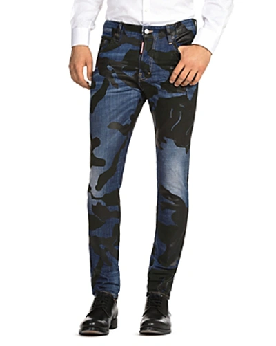 Shop Dsquared2 Skater Camouflage-print Slim Fit Jeans In Blue