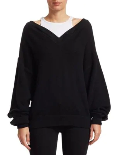 Shop Alexander Wang T Bi-layer Tank & Sweatshirt Combo In Black