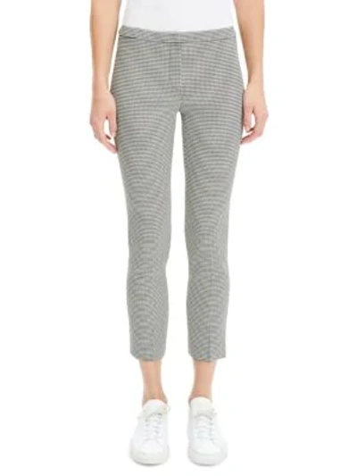 Shop Theory Houndstooth Skinny Cropped Pants In Black Ivory