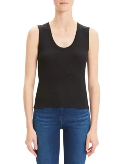 Shop Theory Compact Scoopneck Ribbed Tank Top In Black