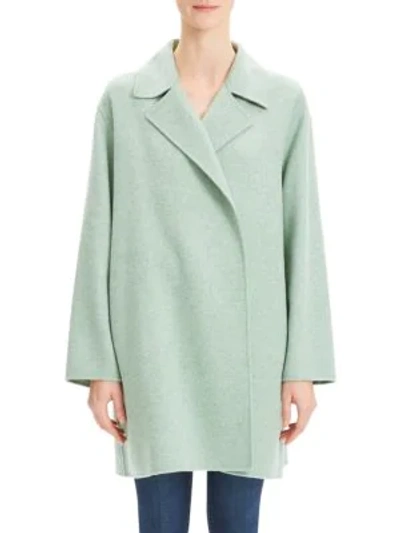 Shop Theory Double Faced Virgin Wool Cashmere Coat In Opal Green Melange
