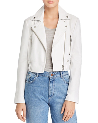 Shop Aqua Cropped Leather Moto Jacket - 100% Exclusive In Chalk