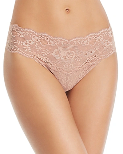 Shop Hanky Panky American Beauty Rose Mid-rise Thong In Praline Brown