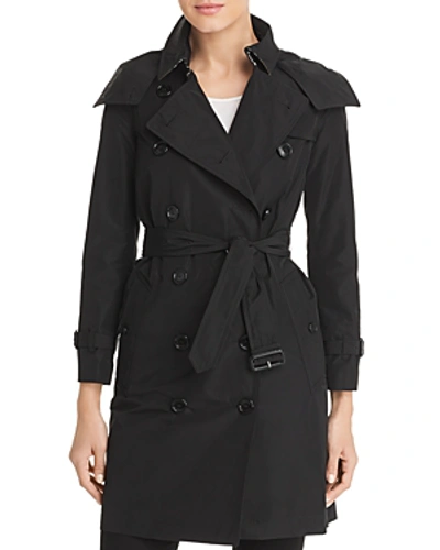 Shop Burberry Kensington Hooded Trench Coat In Black