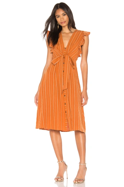 Shop Astr Saturate Dress In Papaya Stripe