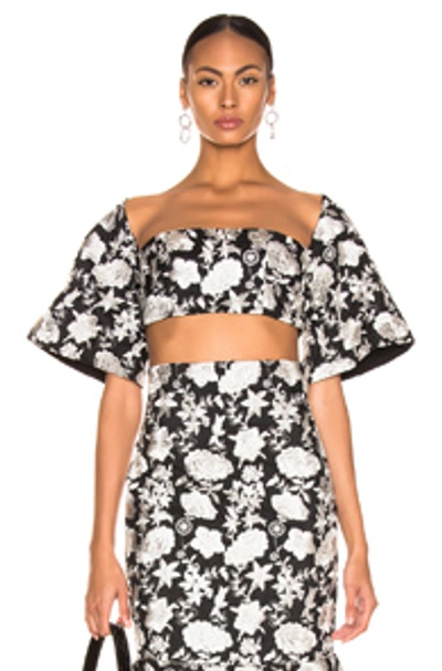 Shop Alexis Tiras Top In Ivory Floral Embroidery