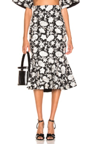Shop Alexis Reece Skirt In Black,floral,white In Ivory Floral Embroidery