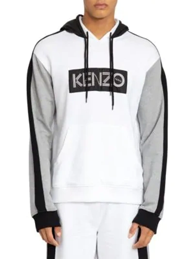 Shop Kenzo Signature Colorblock Hoodie In White