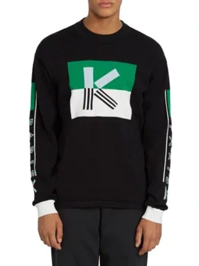Shop Kenzo Initial Colorblock Sweatshirt In Black