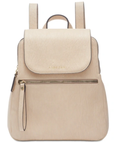 Shop Calvin Klein Elaine Flap Backpack In Light Sand/gold