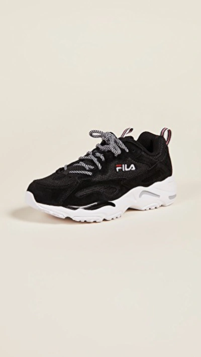 Shop Fila Ray Tracer Sneakers In Black/white/ Red