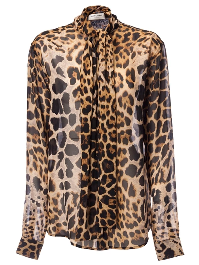 Shop Saint Laurent Animal Print Shirt In Leopard